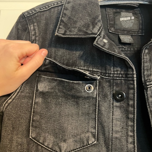 Black Denim Jacket with Front Placket - Picture 4 of 5